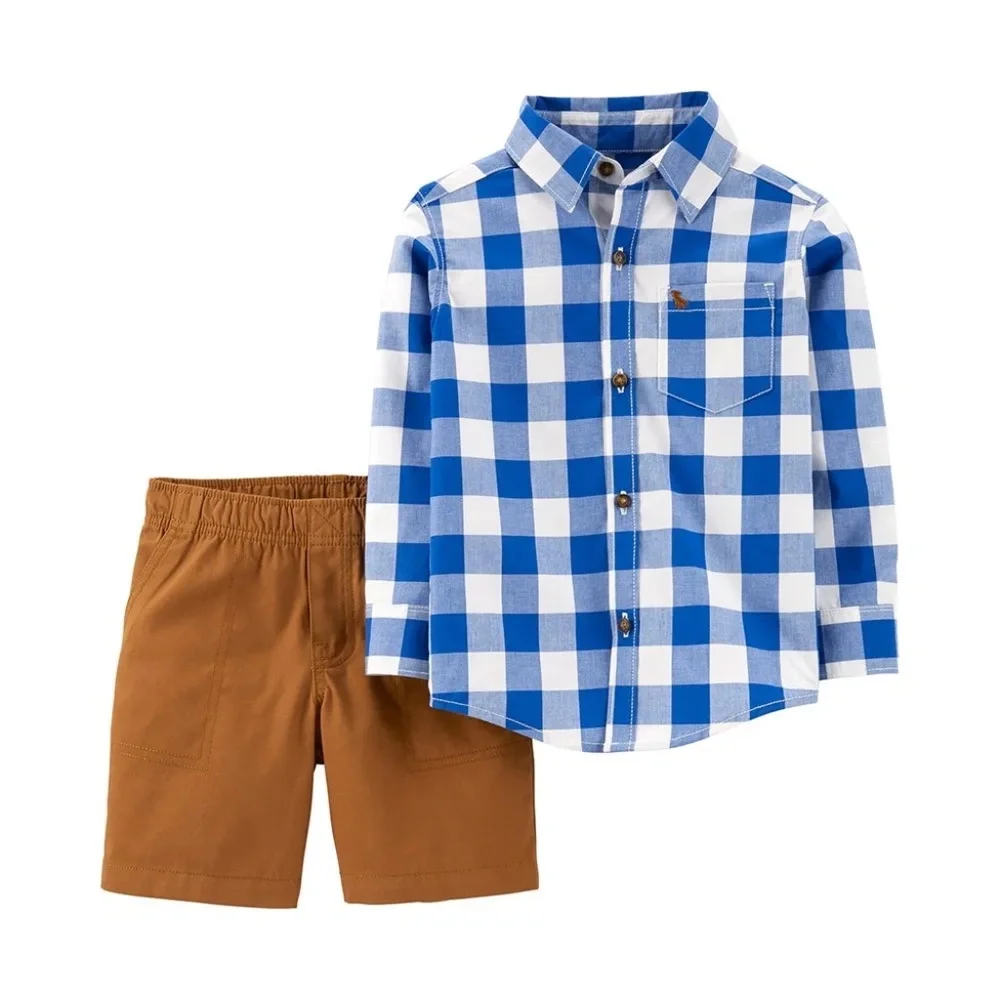 🌺 Carter's 2-Piece Button-Front Top & Canvas Short Set - Toddler Boy